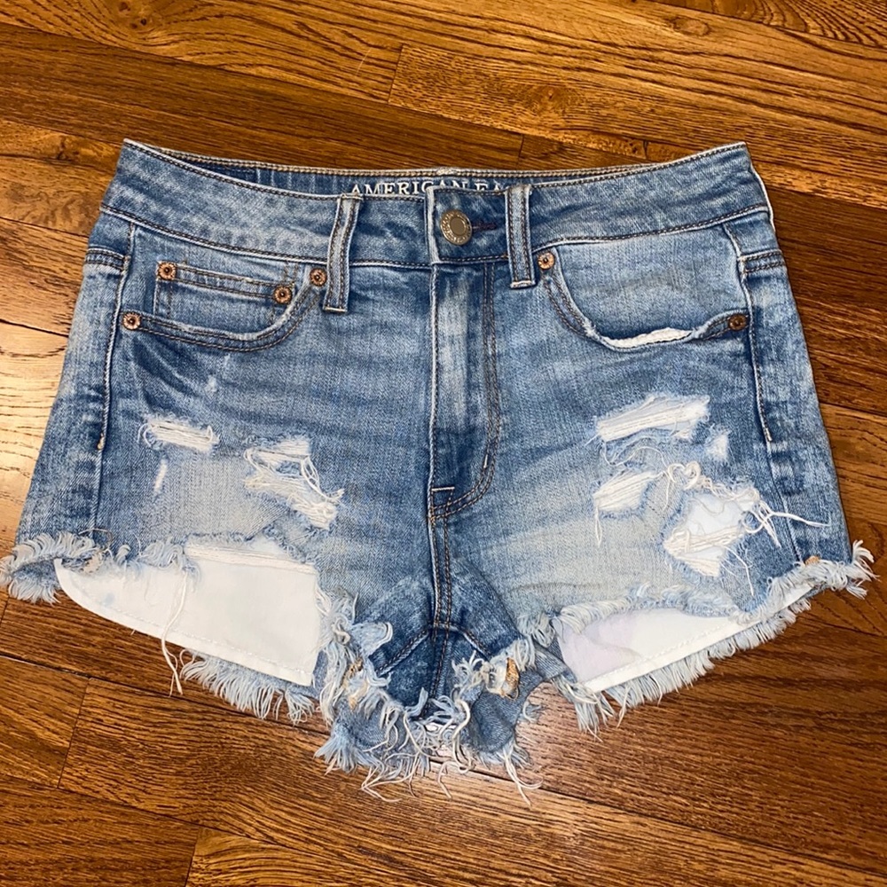 High rise denim shorts